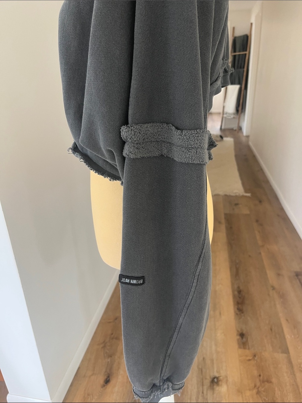 Joah Brown Charcoal Cropped Hoodie - Picture 3 of 7